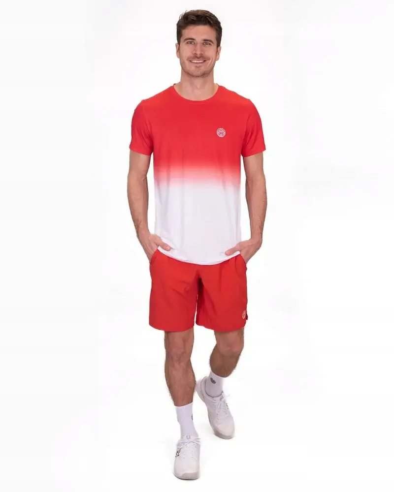 Bidi badu koszulka sportowa tenisowa męska Crew Gradiant - czerwona/biała S - zdjęcie 3