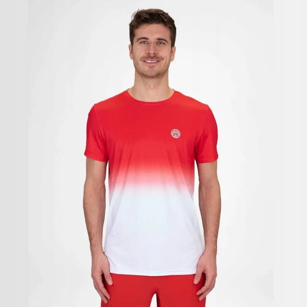 Bidi badu koszulka sportowa tenisowa męska Crew Gradiant -czerwona/biała XL - produkt Fundacji Fun and Drive Dzieciom