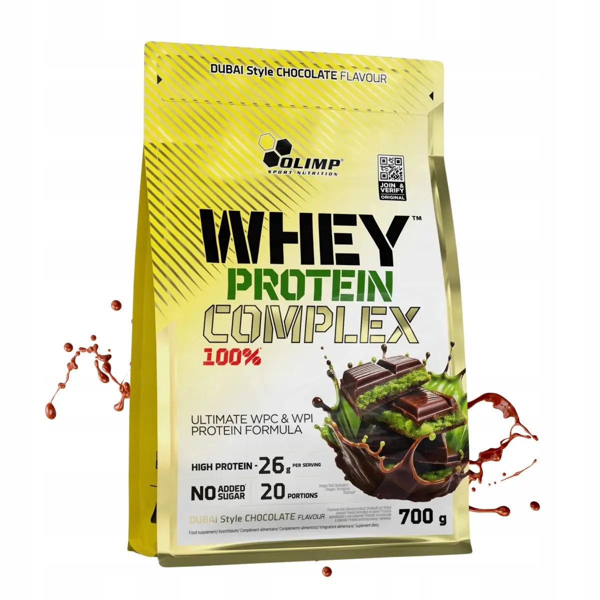 BIAŁKO WHEY wpc Olimp 100 % protein complex 700 g - smak dubajska czekolada - produkt Fundacji Fun and Drive Dzieciom