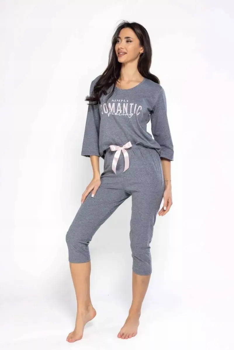 Damska piżama bawełniana, rozmiar 3XL Kuba Piżama K/P/0450 ROMANTIC SZARA - produkt Fundacji Fun and Drive Dzieciom