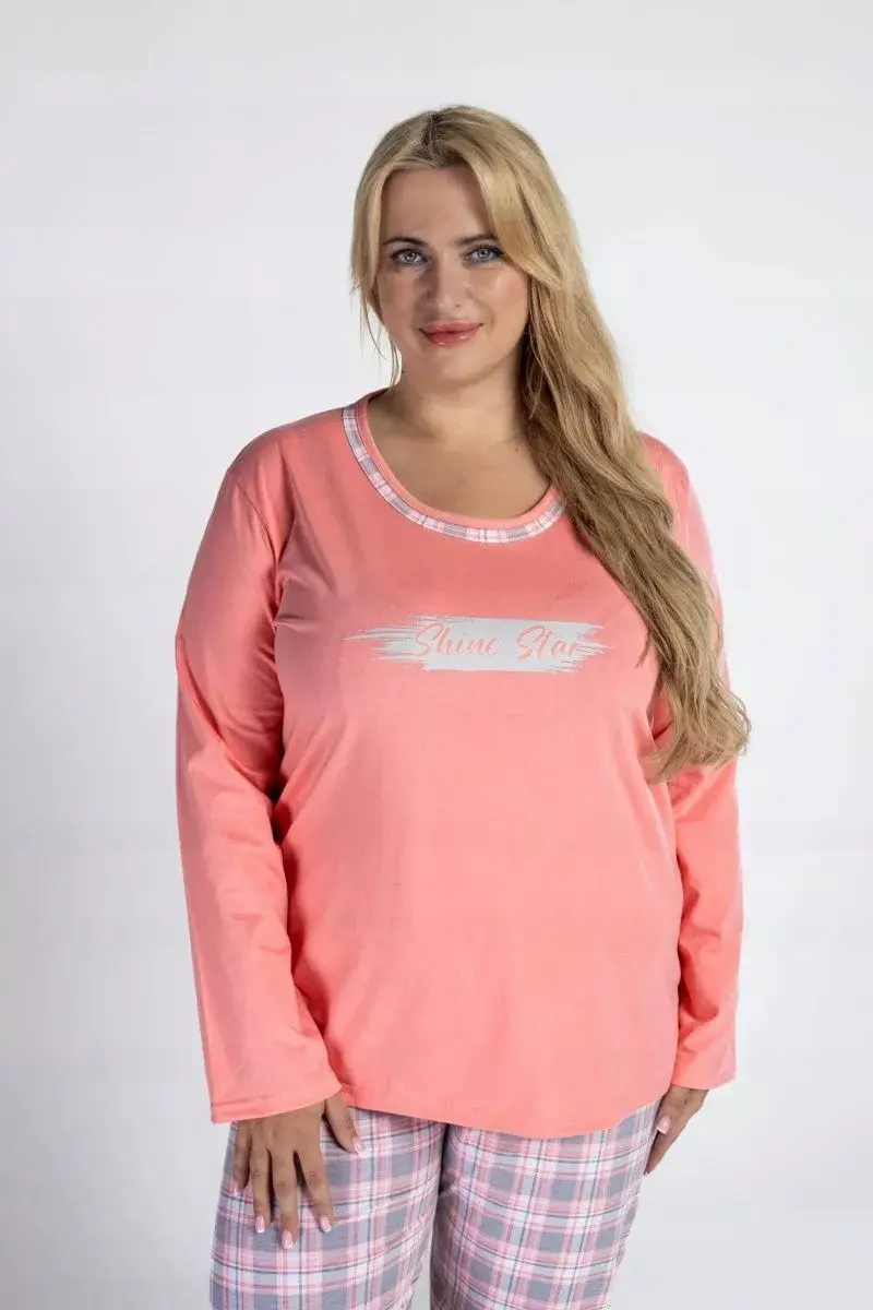 Damska piżama bawełniana, rozmiar 3XL Kuba Piżama K/P/0428 SHINE STAR RÓŻ - zdjęcie 2