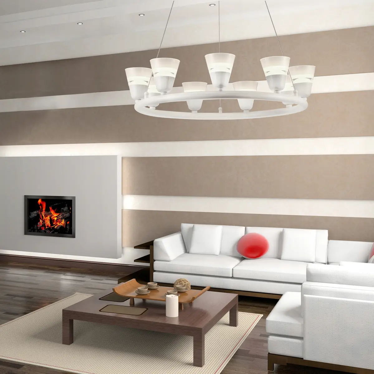 Lampa Wisząca Sufitowa LED Żyrandol Oprawa Natynkowa LED 30W biała - zdjęcie 2
