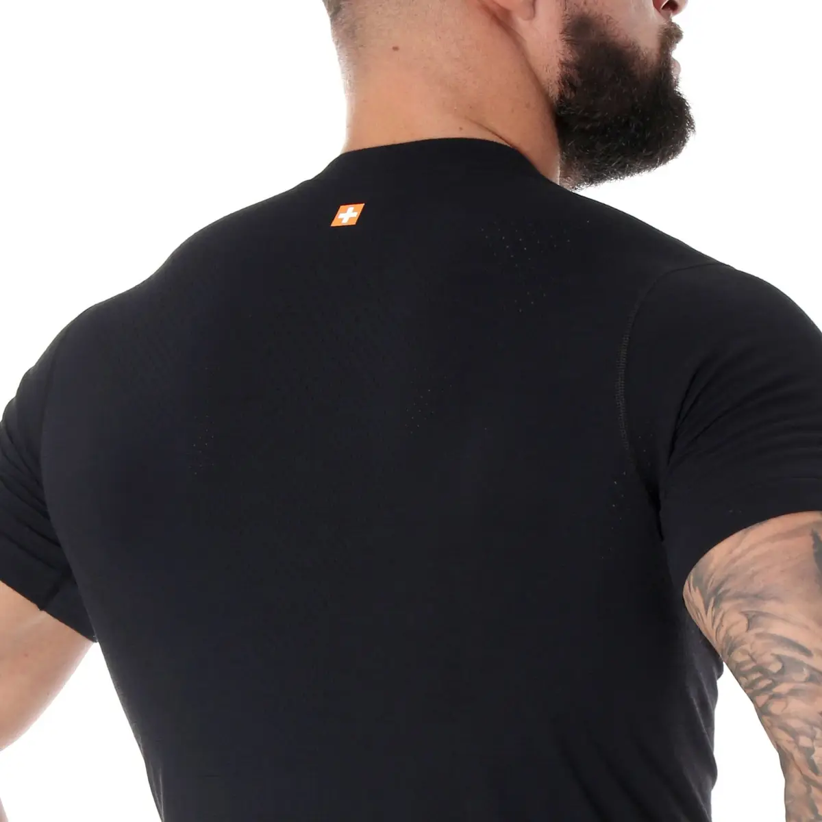 Koszulka męska trekkingowa BRUBECK T-Shirt merino czarna Wilk 3 - zdjęcie 6