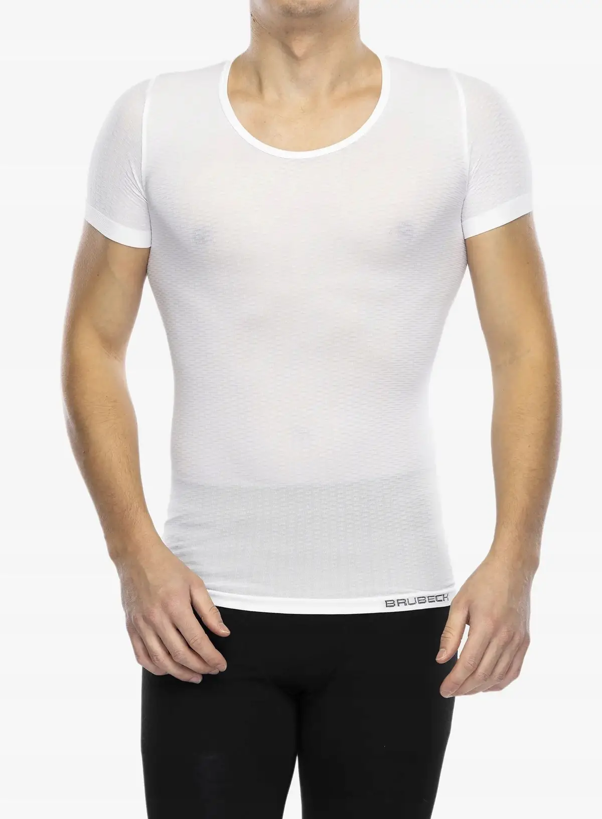 Sportowa koszulka z krótkim rękawem unisex Base Layer BRUBECK biały - produkt Fundacji Fun and Drive Dzieciom