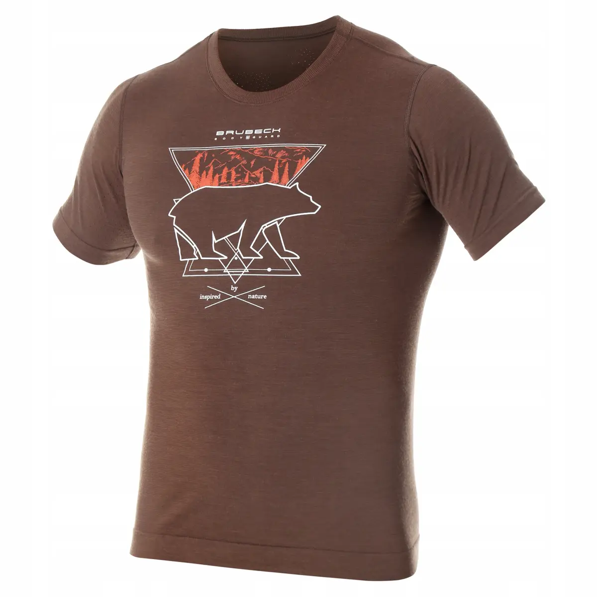 Koszulka męska BRUBECK T-Shirt merino brązowy Niedźwiedź 3 - produkt Fundacji Fun and Drive Dzieciom