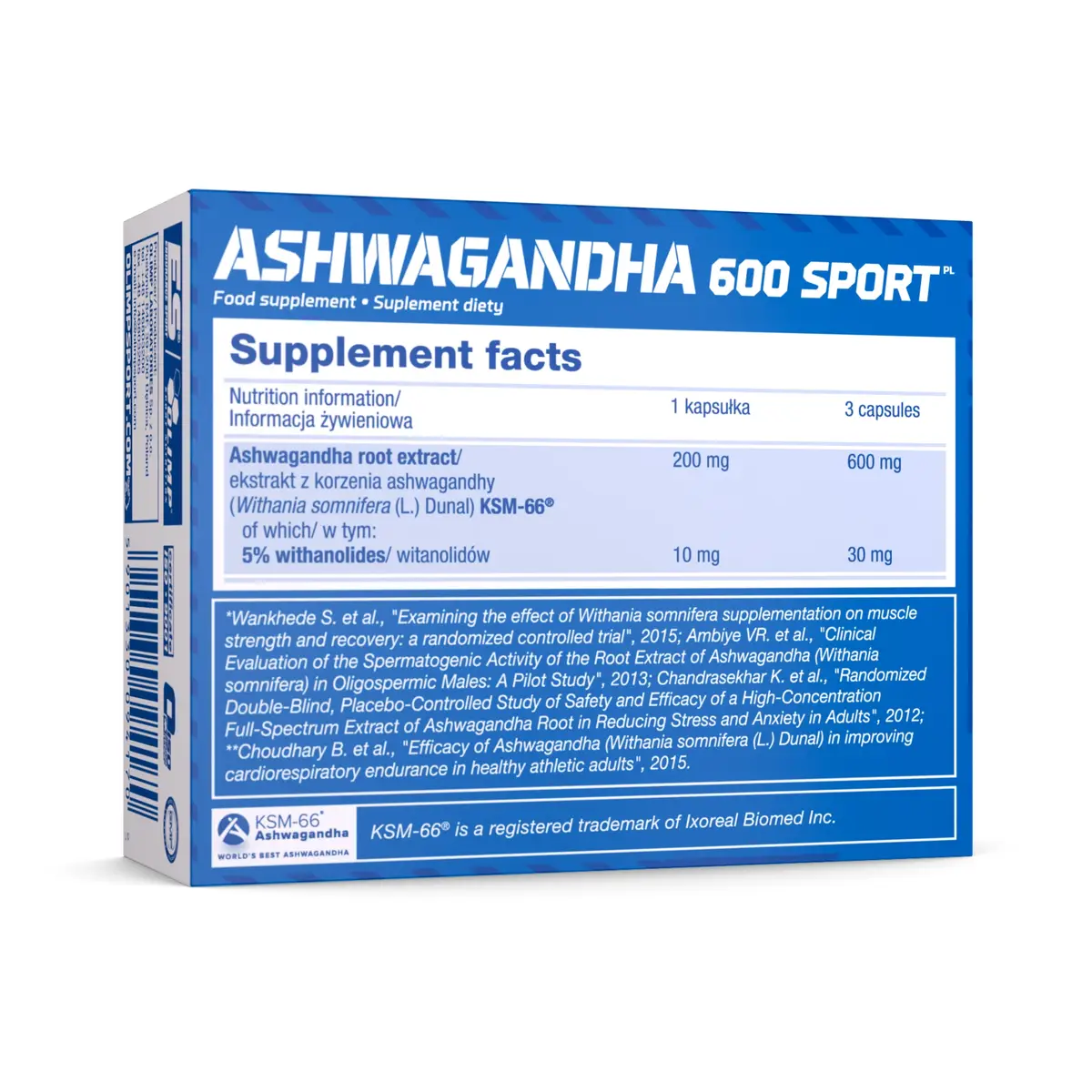 Ashwagandha 600 Sport 60 kapsułek OLIMP Stres Pamięć Zmęczenie - zdjęcie 7