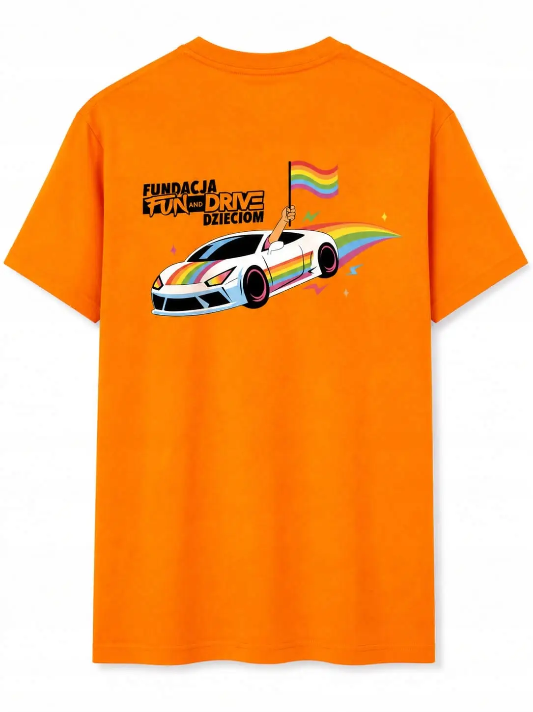 Pomarańczowa koszulka z krótkim rękawem unisex FUN AND DRIVE auto - zdjęcie 2