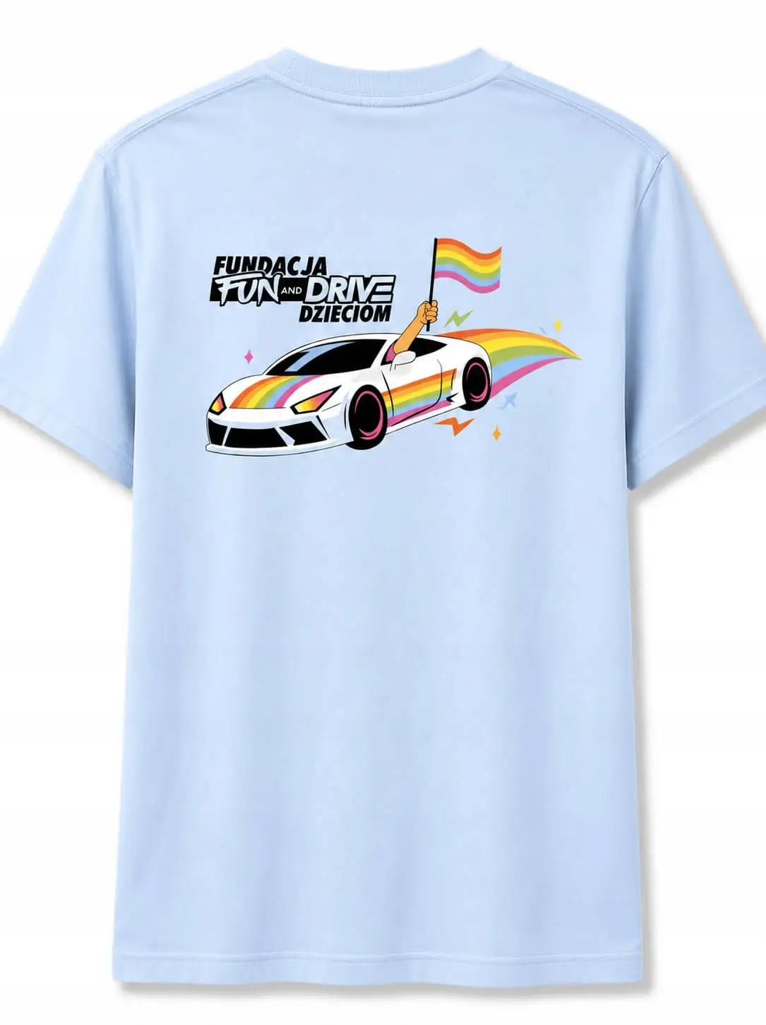 Błękitna koszulka z krótkim rękawem unisex FUN AND DRIVE auto - zdjęcie 2