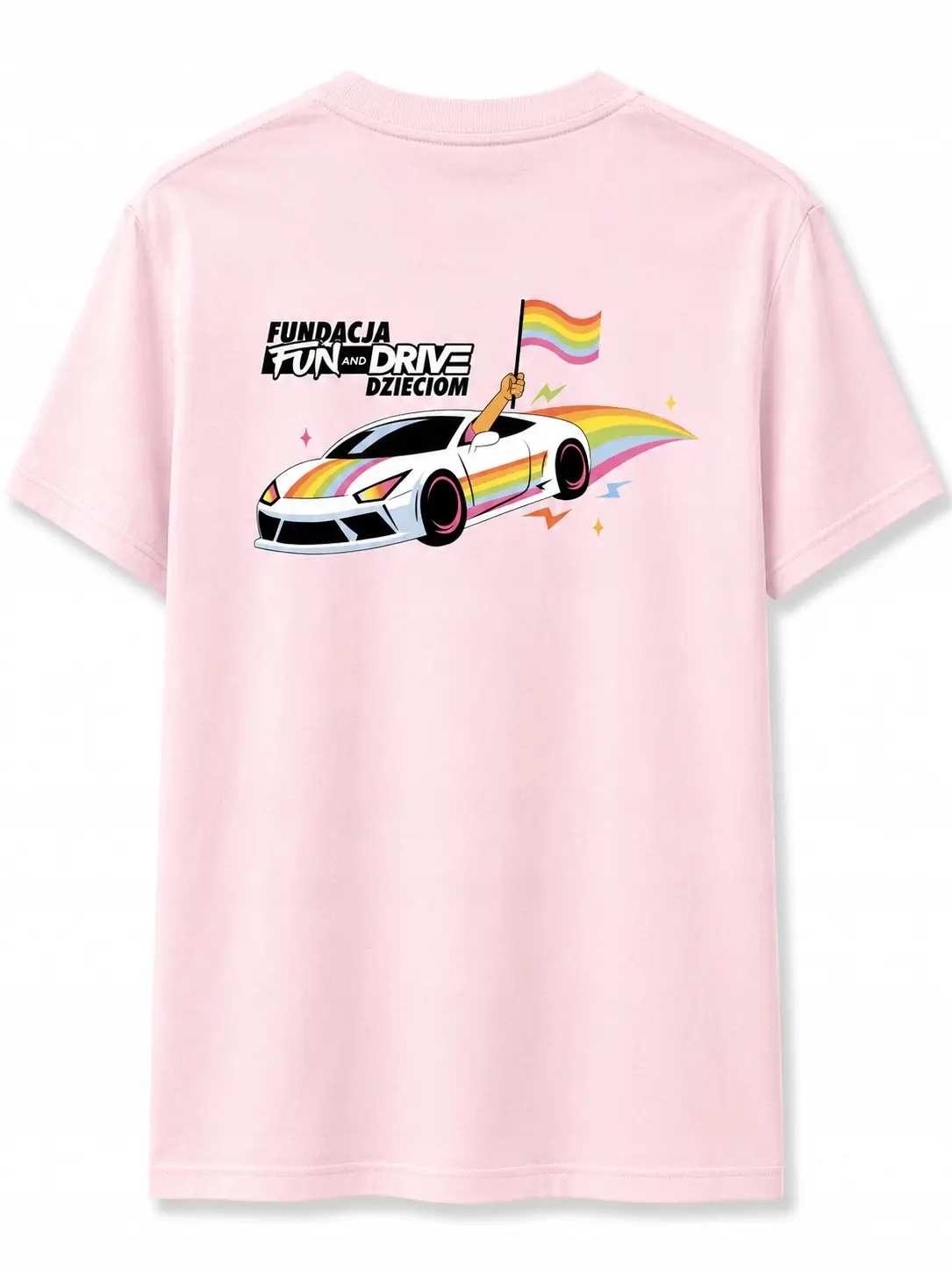Różowa koszulka z krótkim rękawem unisex FUN AND DRIVE auto - zdjęcie 2