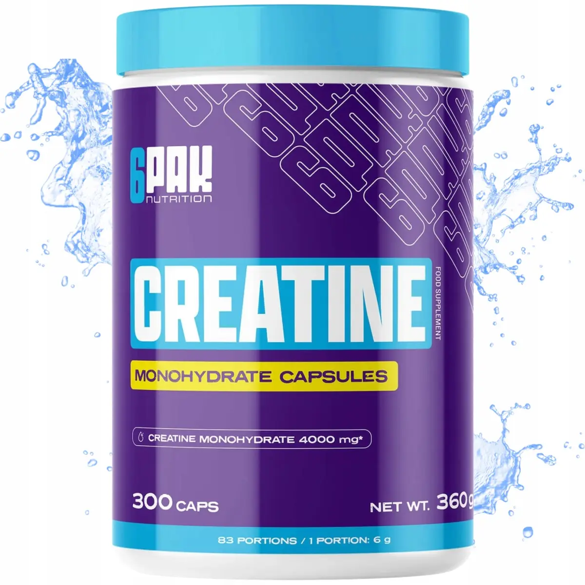 Kreatyna Creatine TREC 6PAK Nutrition monohydrat 300 kapsułek naturalna - produkt Fundacji Fun and Drive Dzieciom