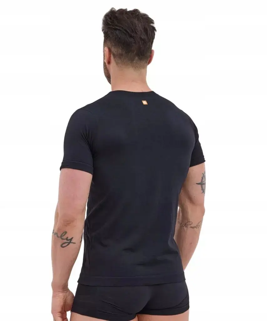 Koszulka męska merino wool BRUBECK krótki rękaw ORZEŁ czarna - zdjęcie 3
