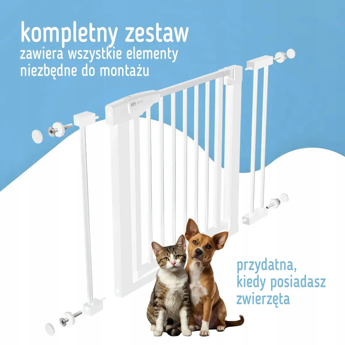 Sipo bramka zabezpieczająca barierka na schody biała 75-103cm dla dzieci - zdjęcie 2