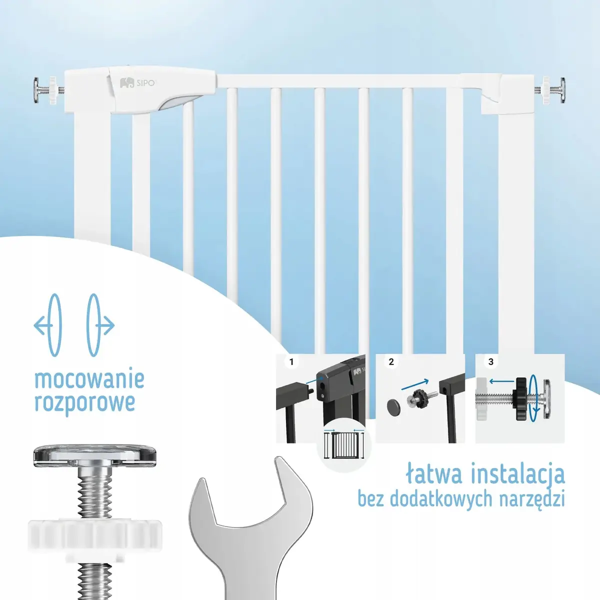 Sipo bramka zabezpieczająca barierka na schody biała 75-103cm dla dzieci - zdjęcie 5