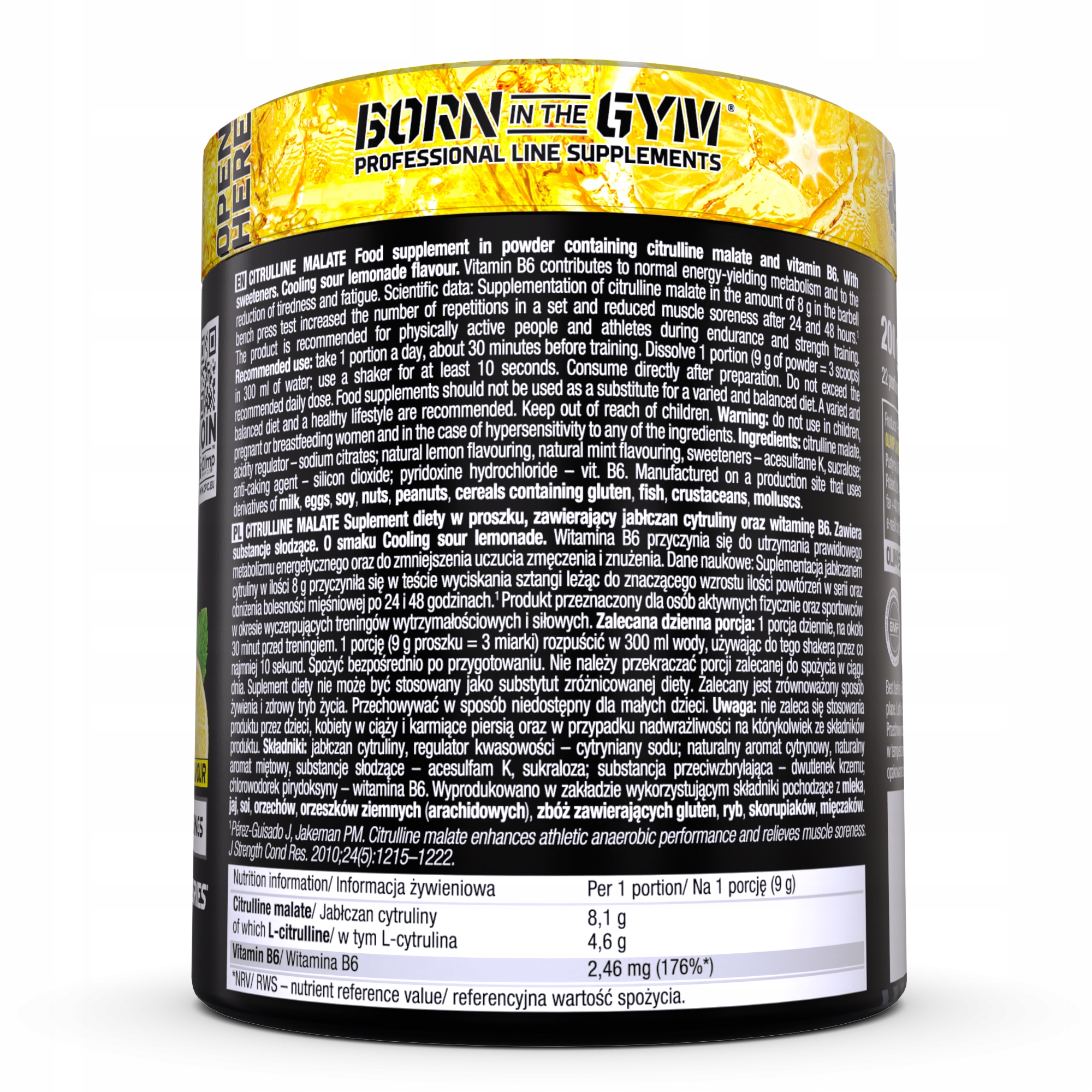 Przedtreningówka Citrulline Malate OLIMP 200g cytrulina o smaku lemoniady - zdjęcie 3