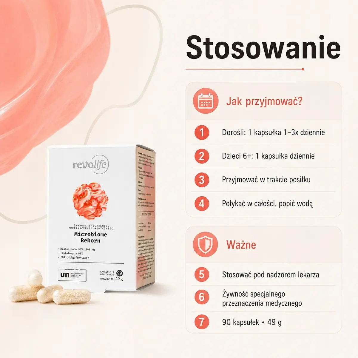 Revolife MAŚLAN SODU laktoferyna prebiotyk -Microbiome Reborn 90 kapsułek - zdjęcie 4