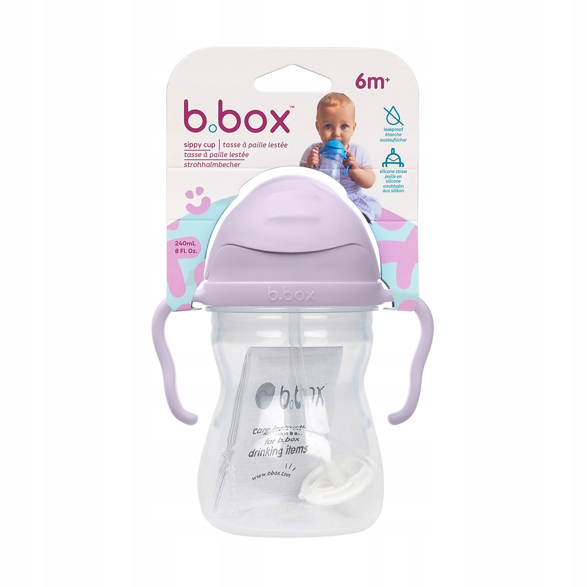 B.Box Bidon ze słomką obciążoną dla dzieci Boysenberry 240 ml 6m+ fioletowy - zdjęcie 5