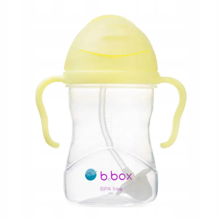 B.box Bidon ze słomką obciążoną dla dzieci Bananowy 240 ml 6m+ żółty - zdjęcie 3